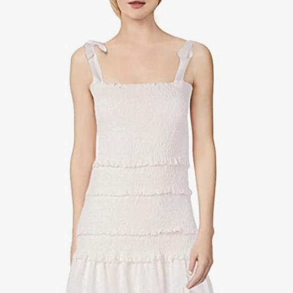 NWOT ASTR "Tessa" Cream Smock Top Midi Dress. - Picture 3 of 8